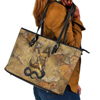 Ra Egyptian Leather Tote Bag Sun God Solar Disk Serpent Slayer Ancient Egyptian Boat of the Underworld