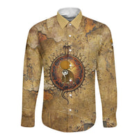 Ra Egyptian Long Sleeve Button Shirt Sun God Solar Disk Serpent Slayer Ancient Egyptian Boat of the Underworld
