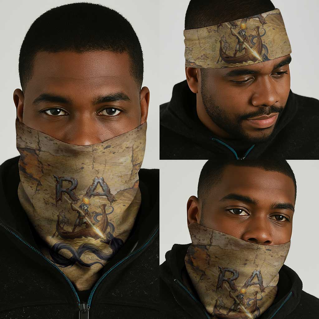 Ra Egyptian Neck Gaiter Sun God Solar Disk Serpent Slayer Ancient Egyptian Boat of the Underworld