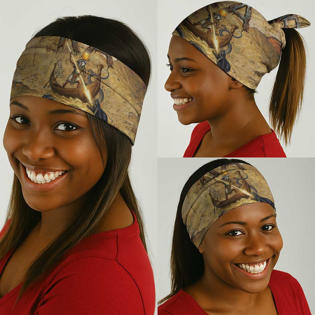 Ra Egyptian Neck Gaiter Sun God Solar Disk Serpent Slayer Ancient Egyptian Boat of the Underworld