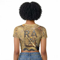 Ra Egyptian Raglan Cropped T shirt Sun God Solar Disk Serpent Slayer Ancient Egyptian Boat of the Underworld