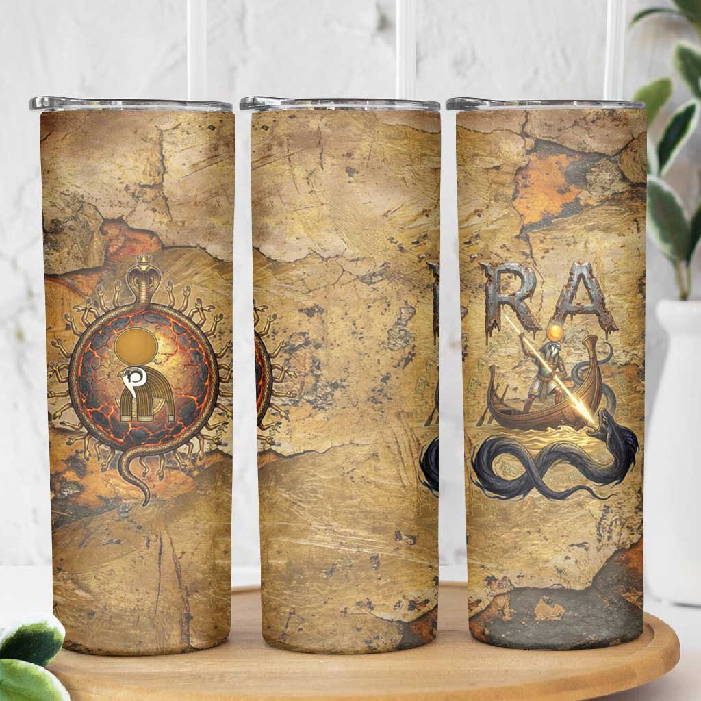 Ra Egyptian Skinny Tumbler Sun God Solar Disk Serpent Slayer Ancient Egyptian Boat of the Underworld