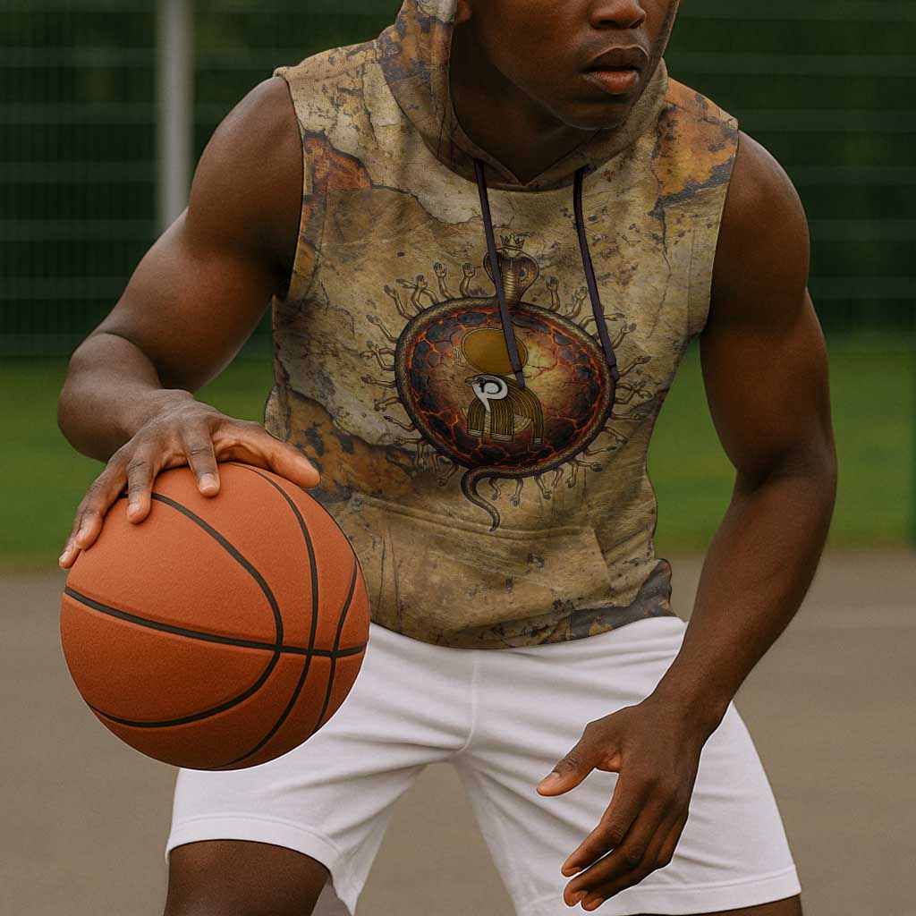 Ra Egyptian Sleeveless Hoodie Sun God Solar Disk Serpent Slayer Ancient Egyptian Boat of the Underworld