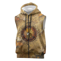 Ra Egyptian Sleeveless Zip Hoodie Sun God Solar Disk Serpent Slayer Ancient Egyptian Boat of the Underworld