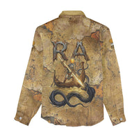 Ra Egyptian Women Casual Shirt Sun God Solar Disk Serpent Slayer Ancient Egyptian Boat of the Underworld