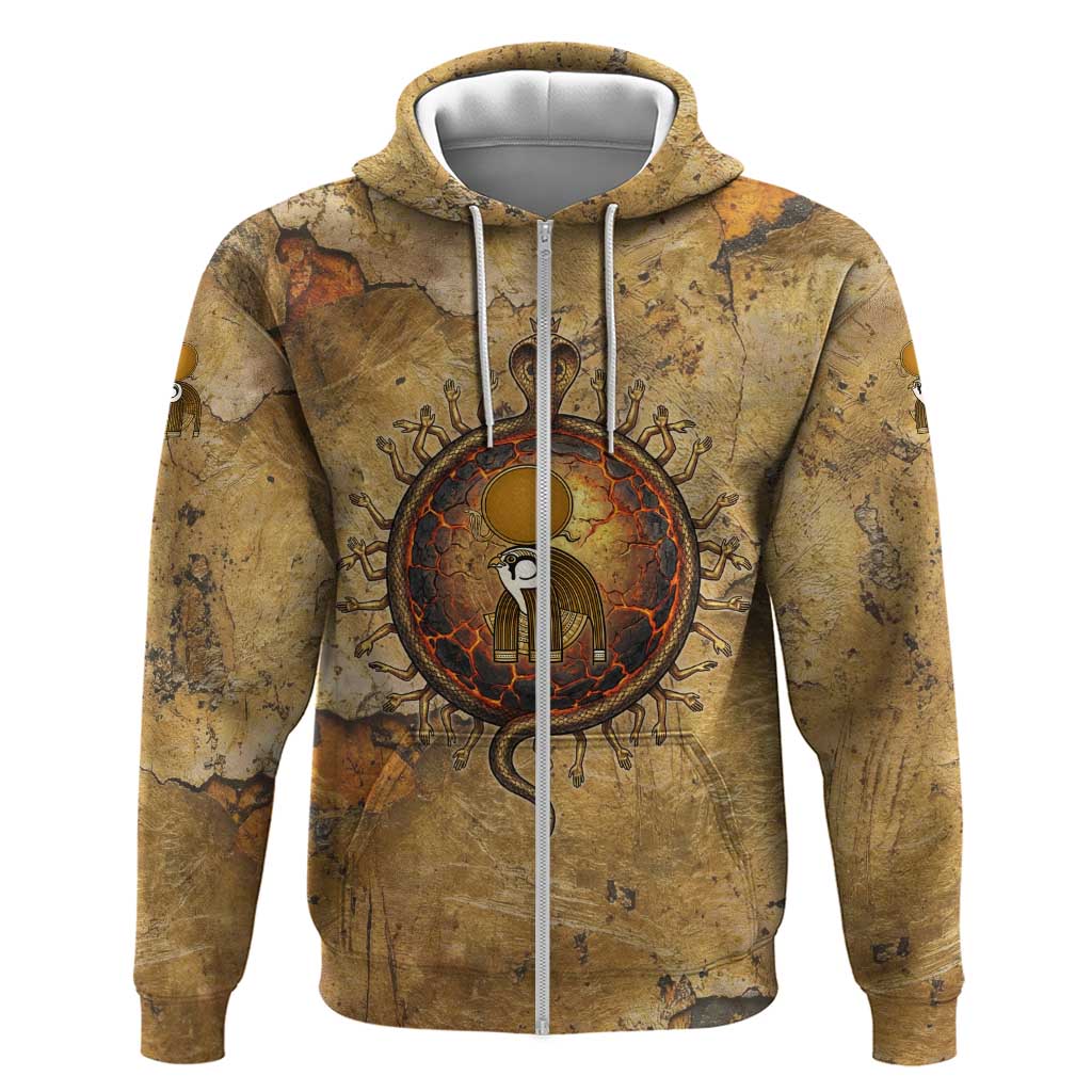 Ra Egyptian Zip Hoodie Sun God Solar Disk Serpent Slayer Ancient Egyptian Boat of the Underworld