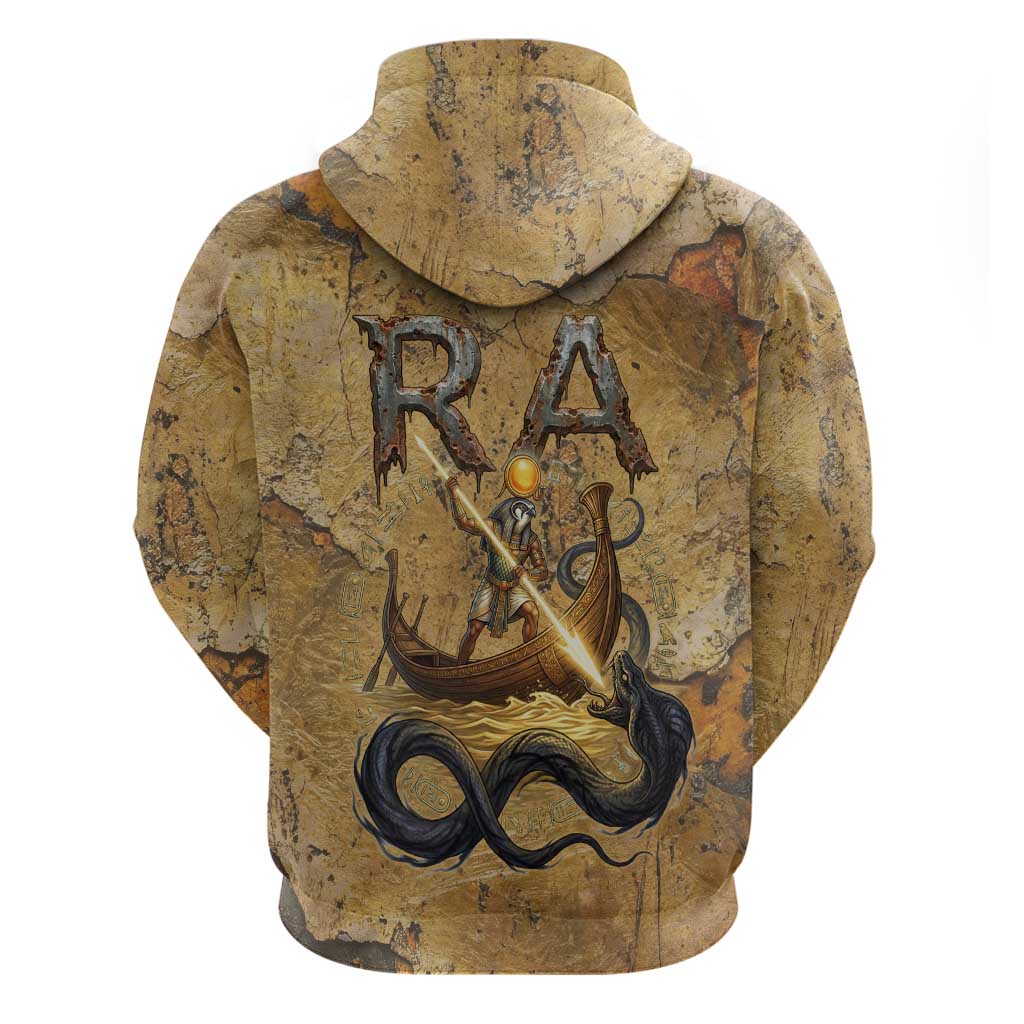 Ra Egyptian Zip Hoodie Sun God Solar Disk Serpent Slayer Ancient Egyptian Boat of the Underworld