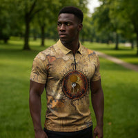 Ra Egyptian Zipper Polo Shirt Sun God Solar Disk Serpent Slayer Ancient Egyptian Boat of the Underworld