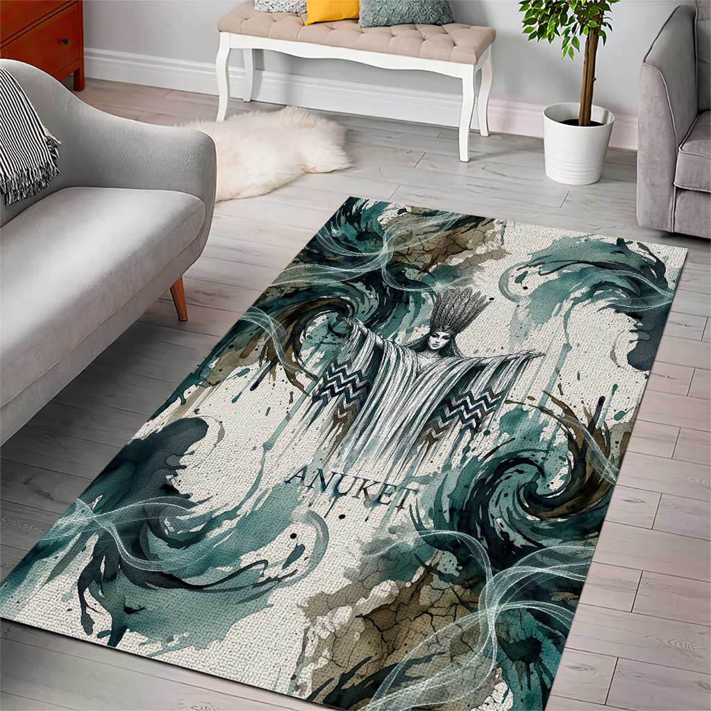 Anuket Egyptian Area Rug Goddess of the Nile Flowing Water Gazelle Spirit The Embracer