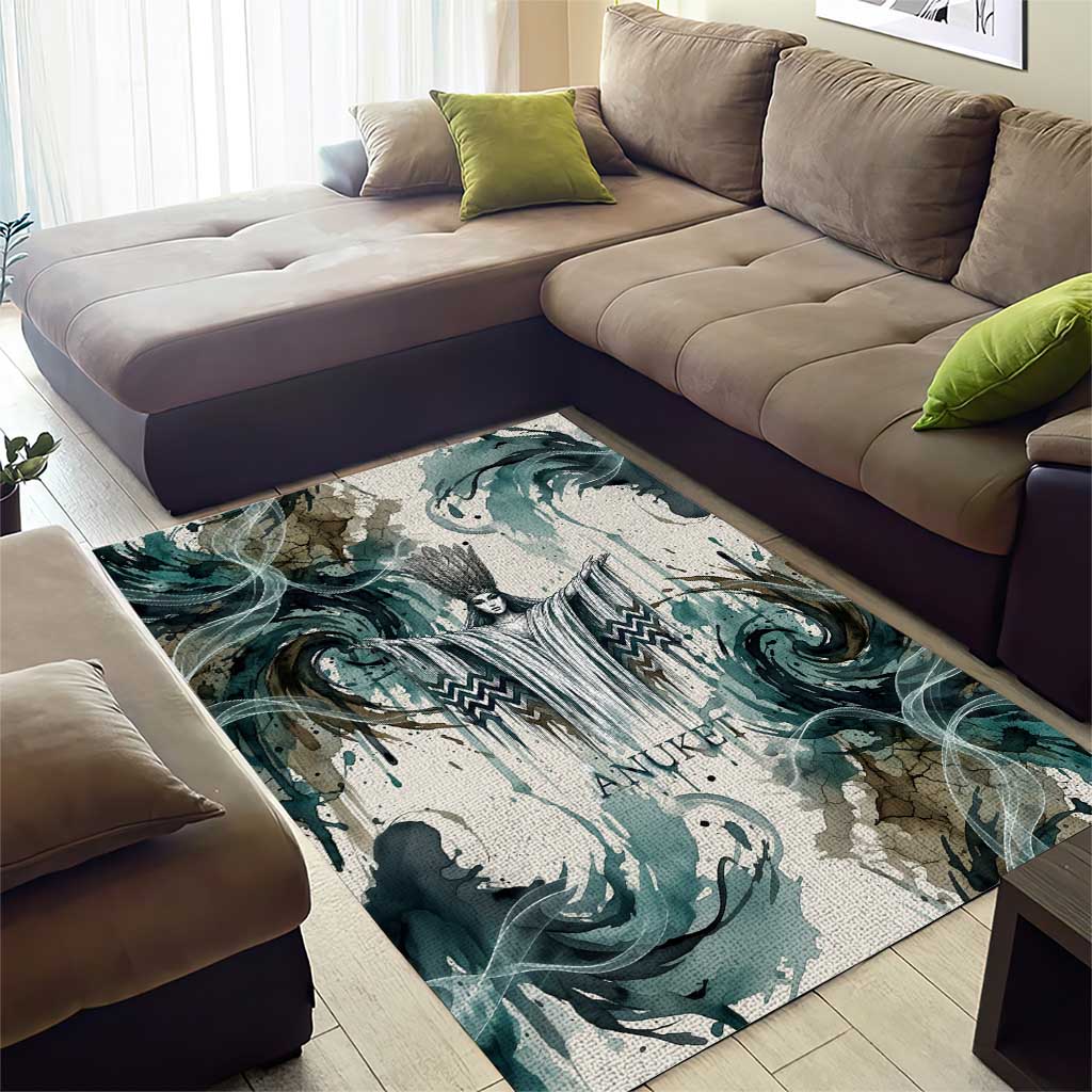 Anuket Egyptian Area Rug Goddess of the Nile Flowing Water Gazelle Spirit The Embracer