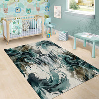 Anuket Egyptian Area Rug Goddess of the Nile Flowing Water Gazelle Spirit The Embracer