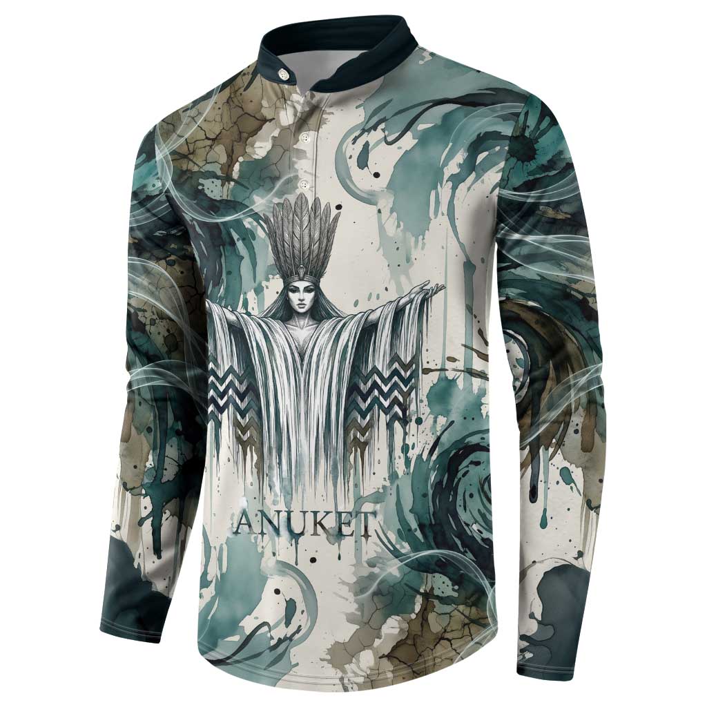 Anuket Egyptian Button Sweatshirt Goddess of the Nile Flowing Water Gazelle Spirit The Embracer