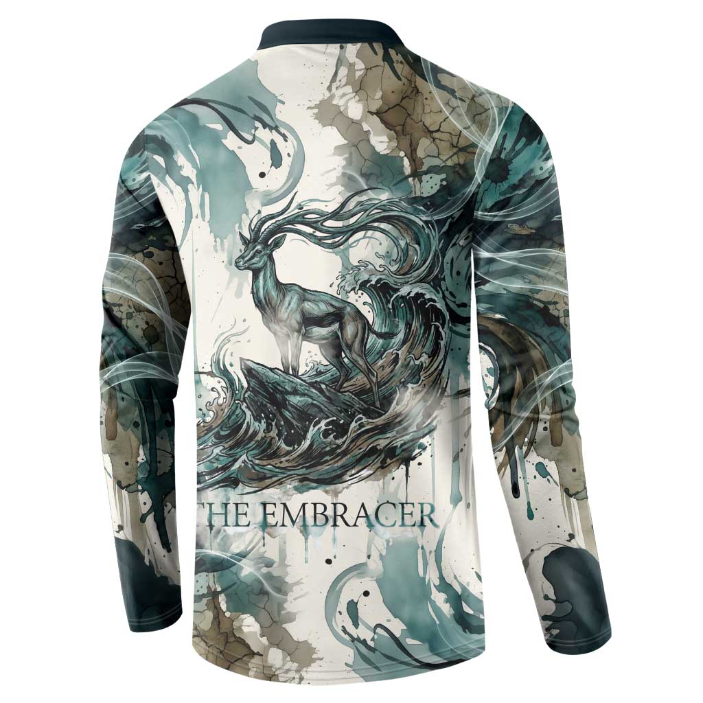 Anuket Egyptian Button Sweatshirt Goddess of the Nile Flowing Water Gazelle Spirit The Embracer