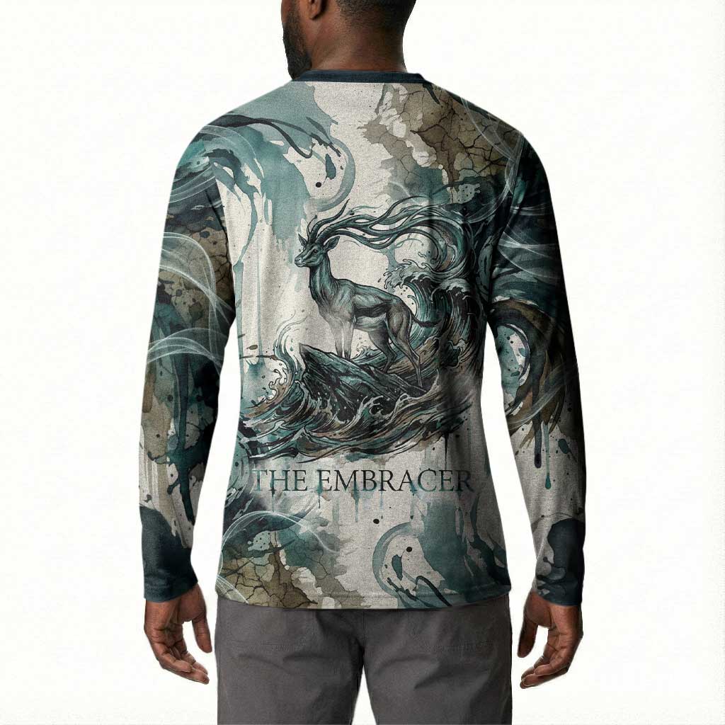 Anuket Egyptian Button Sweatshirt Goddess of the Nile Flowing Water Gazelle Spirit The Embracer