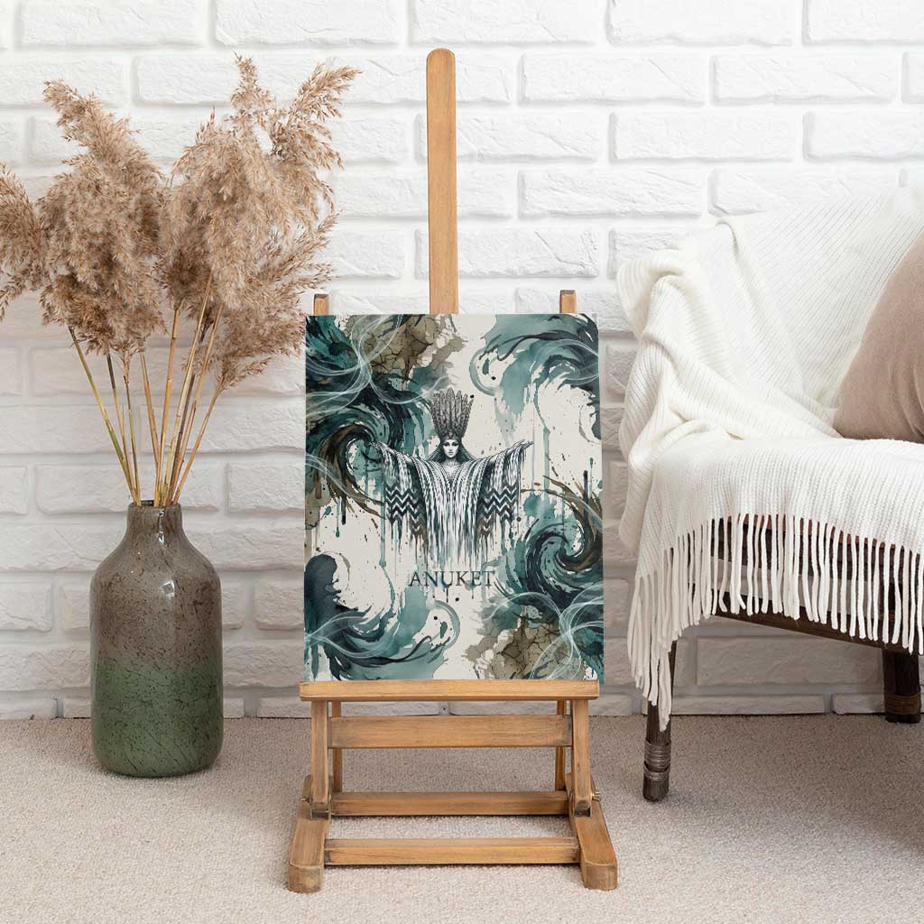 Anuket Egyptian Canvas Wall Art Goddess of the Nile Flowing Water Gazelle Spirit The Embracer
