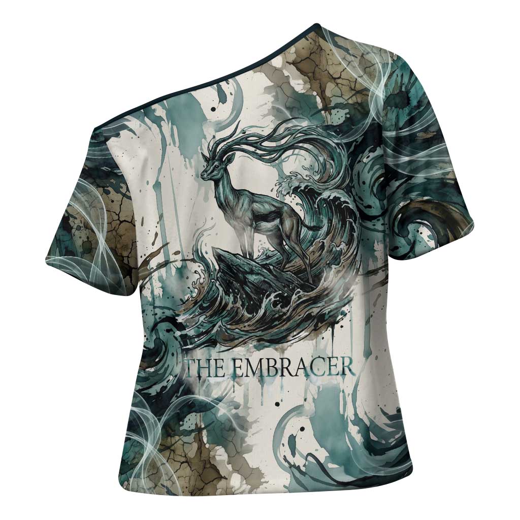 Anuket Egyptian Cross Shoulder Shirt Goddess of the Nile Flowing Water Gazelle Spirit The Embracer