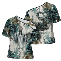 Anuket Egyptian Cross Shoulder Shirt Goddess of the Nile Flowing Water Gazelle Spirit The Embracer