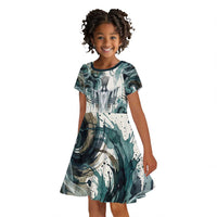 Anuket Egyptian Kid Short Sleeve Dress Goddess of the Nile Flowing Water Gazelle Spirit The Embracer
