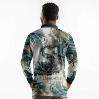 Anuket Egyptian Long Sleeve Polo Shirt Goddess of the Nile Flowing Water Gazelle Spirit The Embracer
