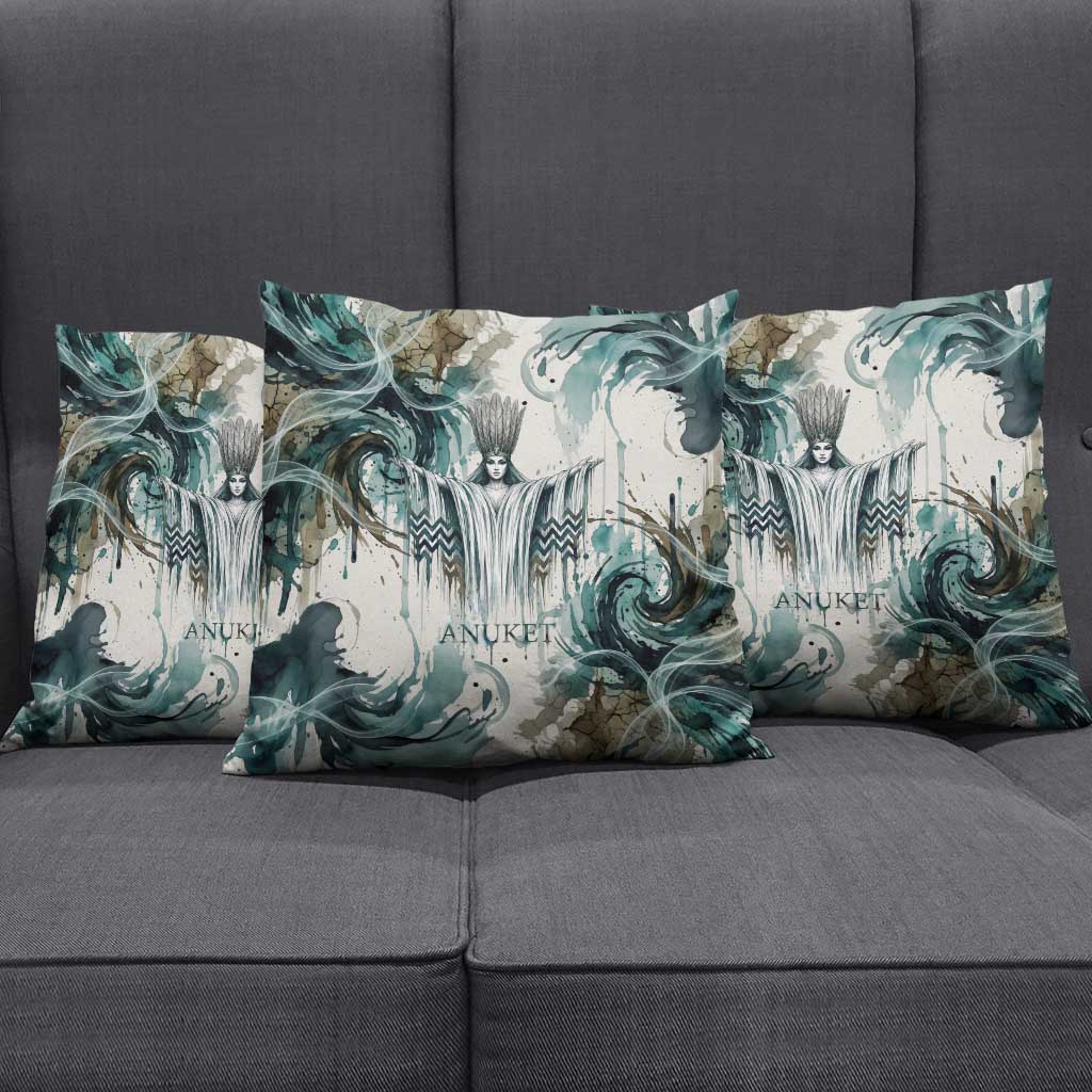 Anuket Egyptian Pillow Cover Goddess of the Nile Flowing Water Gazelle Spirit The Embracer