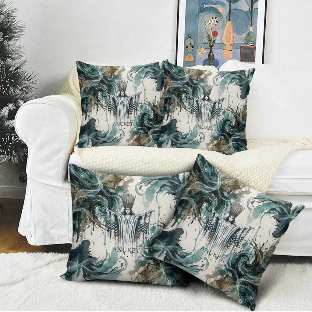 Anuket Egyptian Pillow Cover Goddess of the Nile Flowing Water Gazelle Spirit The Embracer