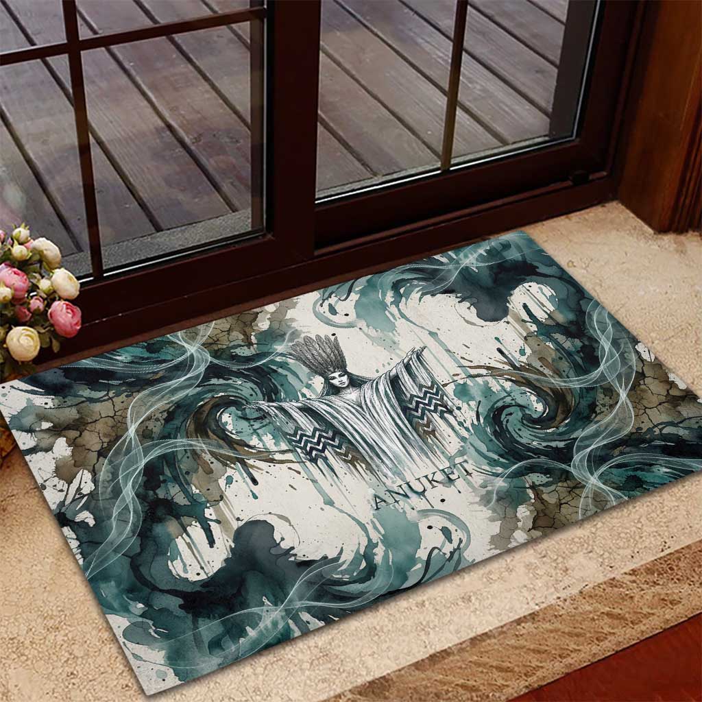 Anuket Egyptian Rubber Doormat Goddess of the Nile Flowing Water Gazelle Spirit The Embracer