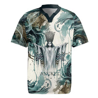 Anuket Egyptian Rugby Jersey Goddess of the Nile Flowing Water Gazelle Spirit The Embracer