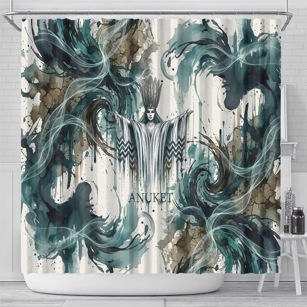 Anuket Egyptian Shower Curtain Goddess of the Nile Flowing Water Gazelle Spirit The Embracer