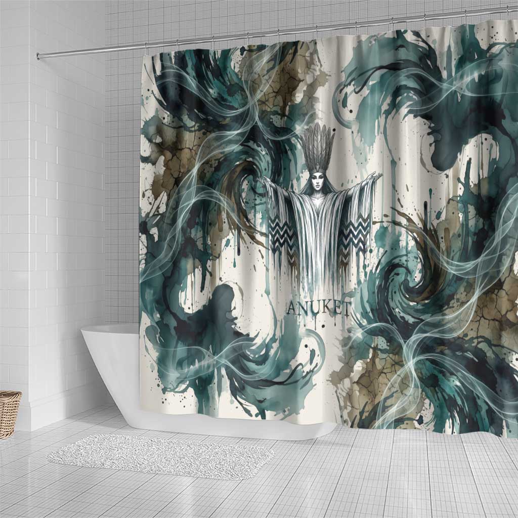Anuket Egyptian Shower Curtain Goddess of the Nile Flowing Water Gazelle Spirit The Embracer