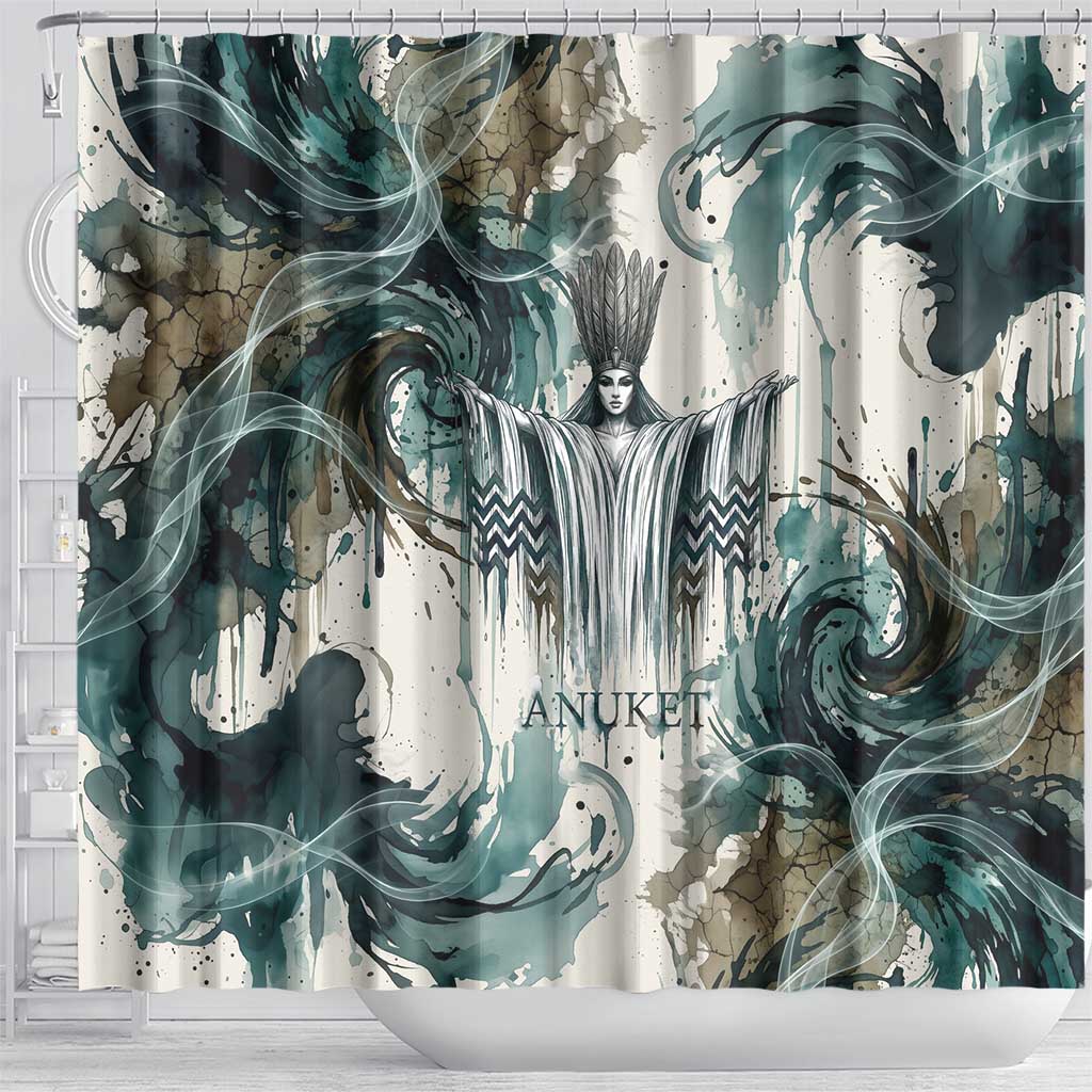 Anuket Egyptian Shower Curtain Goddess of the Nile Flowing Water Gazelle Spirit The Embracer