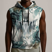Anuket Egyptian Sleeveless Hoodie Goddess of the Nile Flowing Water Gazelle Spirit The Embracer