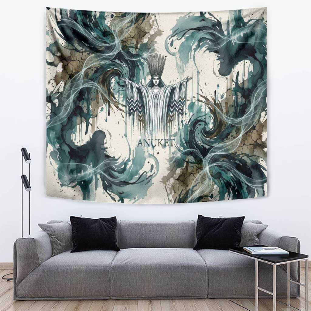 Anuket Egyptian Tapestry Goddess of the Nile Flowing Water Gazelle Spirit The Embracer