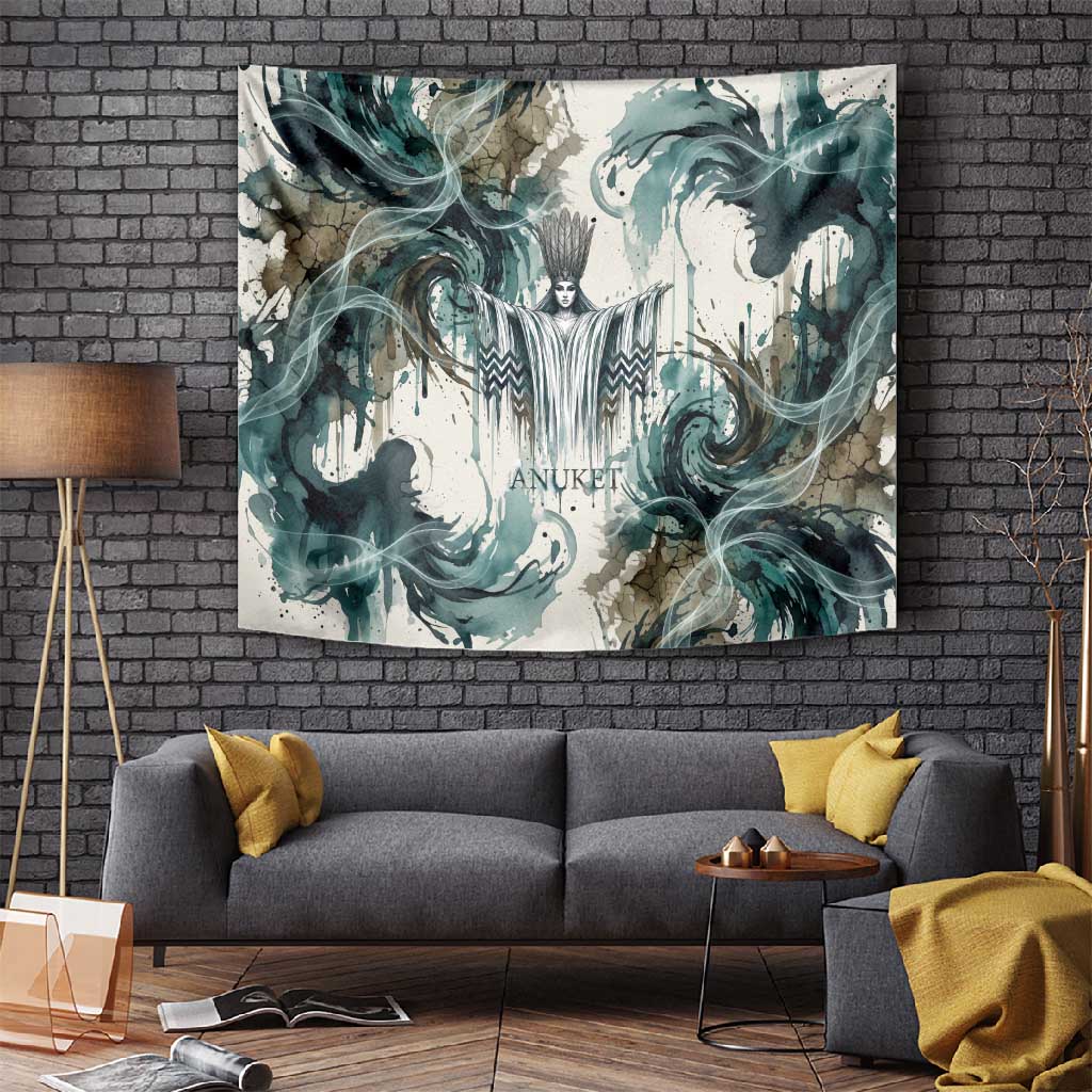 Anuket Egyptian Tapestry Goddess of the Nile Flowing Water Gazelle Spirit The Embracer