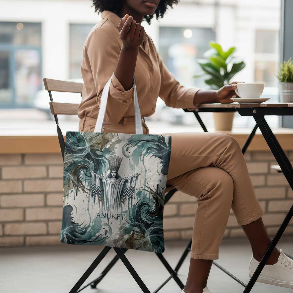 Anuket Egyptian Tote Bag Goddess of the Nile Flowing Water Gazelle Spirit The Embracer