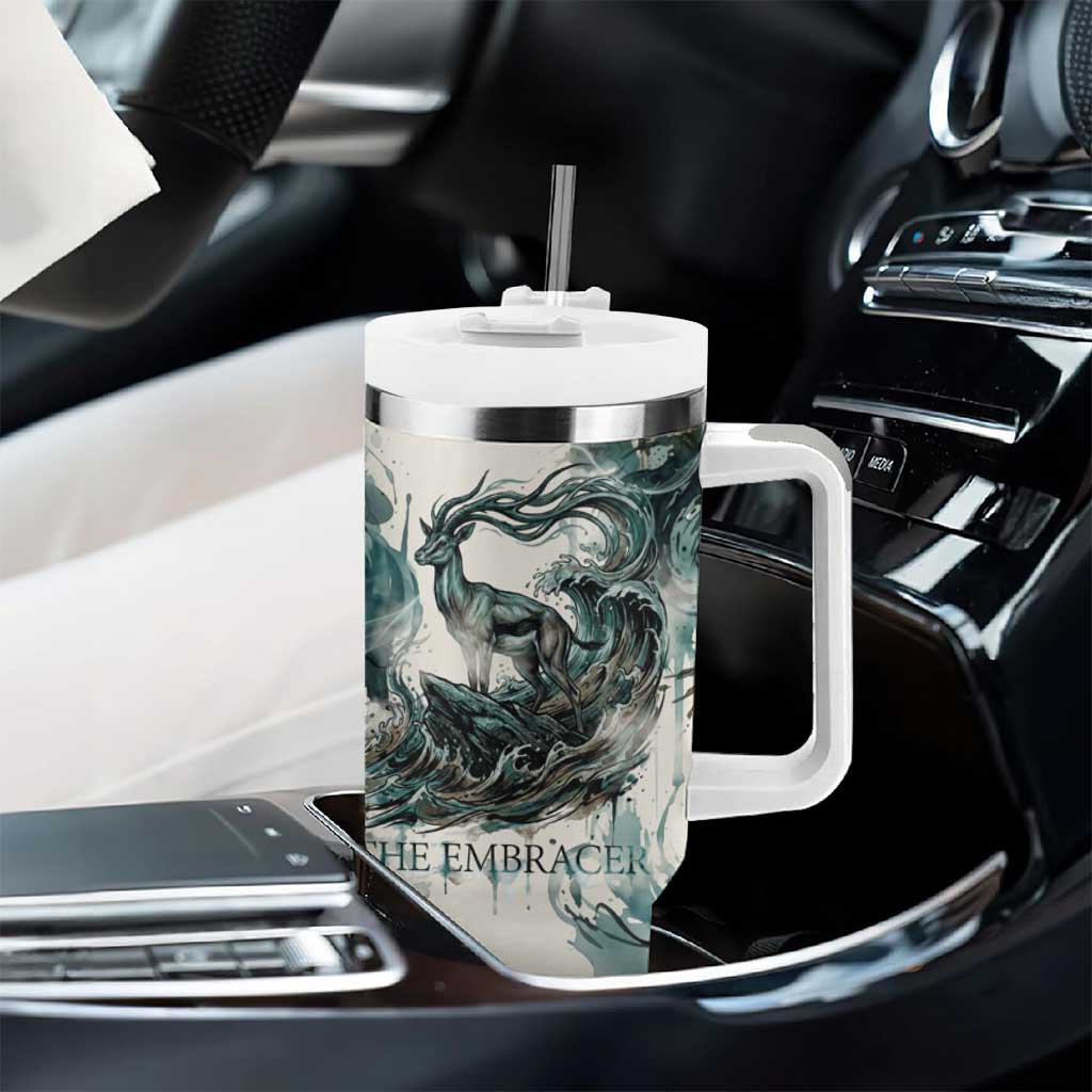 Anuket Egyptian Tumbler With Handle Goddess of the Nile Flowing Water Gazelle Spirit The Embracer