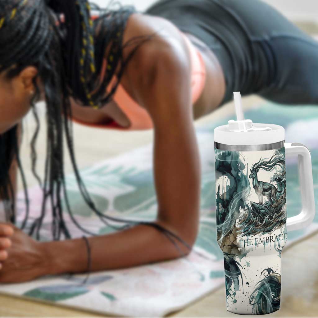 Anuket Egyptian Tumbler With Handle Goddess of the Nile Flowing Water Gazelle Spirit The Embracer