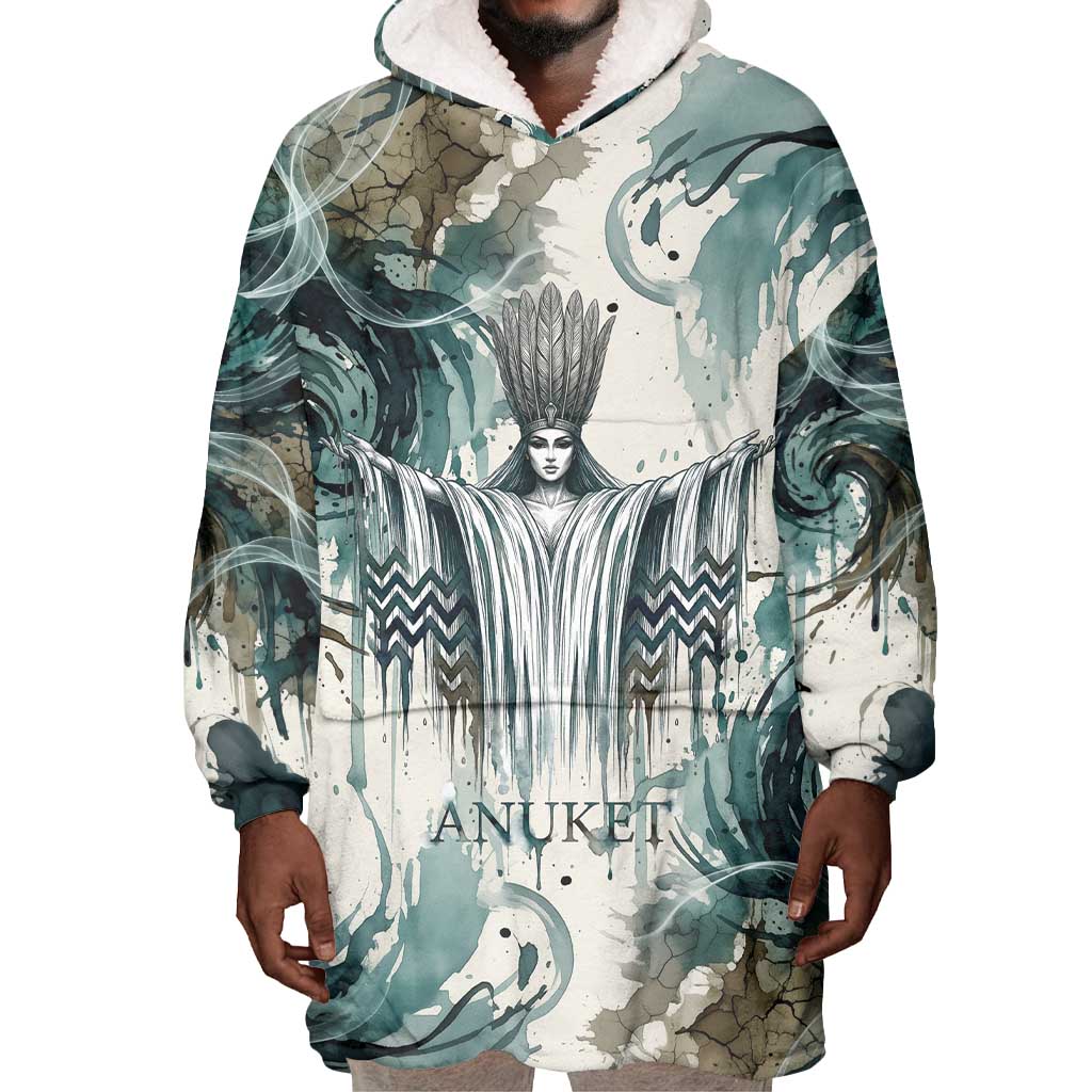 Anuket Egyptian Wearable Blanket Hoodie Goddess of the Nile Flowing Water Gazelle Spirit The Embracer