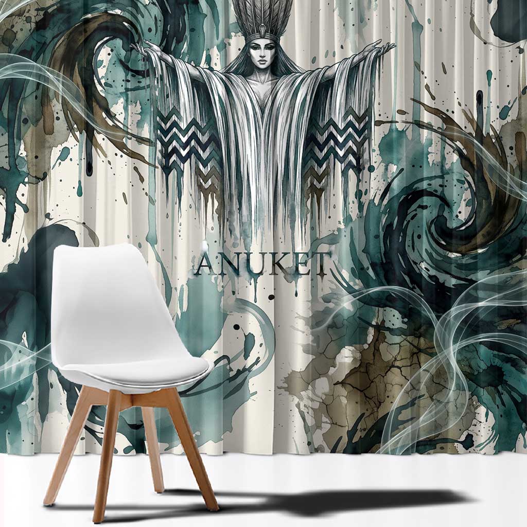 Anuket Egyptian Window Curtain Goddess of the Nile Flowing Water Gazelle Spirit The Embracer