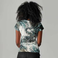 Anuket Egyptian Women V-Neck T-Shirt Goddess of the Nile Flowing Water Gazelle Spirit The Embracer