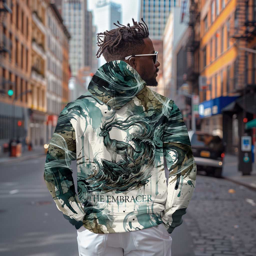Anuket Egyptian Zip Hoodie Goddess of the Nile Flowing Water Gazelle Spirit The Embracer