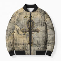 Anuket Bomber Puffer Jacket Egyptian Queen of the Cataracts Ankh Symbol