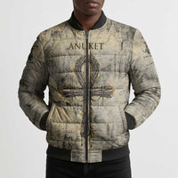 Anuket Bomber Puffer Jacket Egyptian Queen of the Cataracts Ankh Symbol