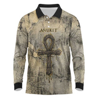 Anuket Long Sleeve Polo Shirt Egyptian Queen of the Cataracts Ankh Symbol