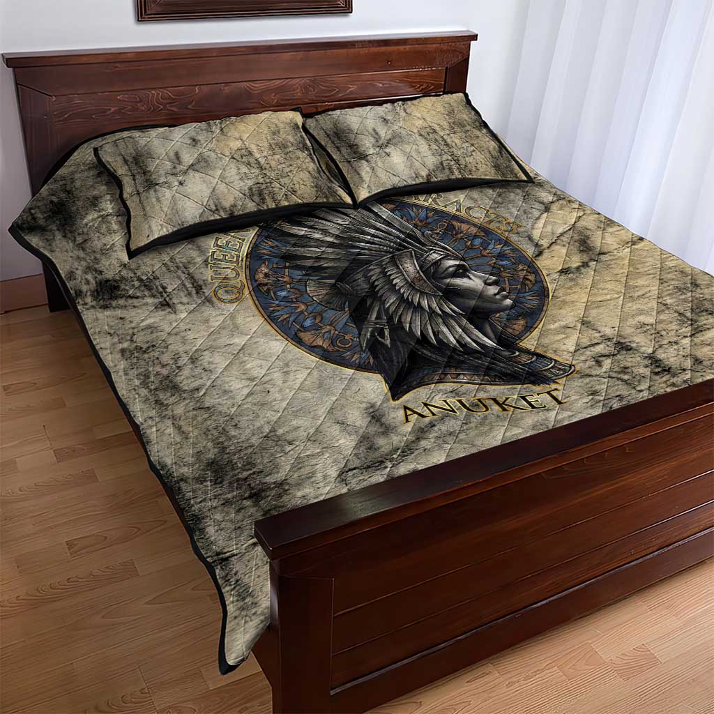 Anuket Quilt Bed Set Egyptian Queen of the Cataracts Ankh Symbol