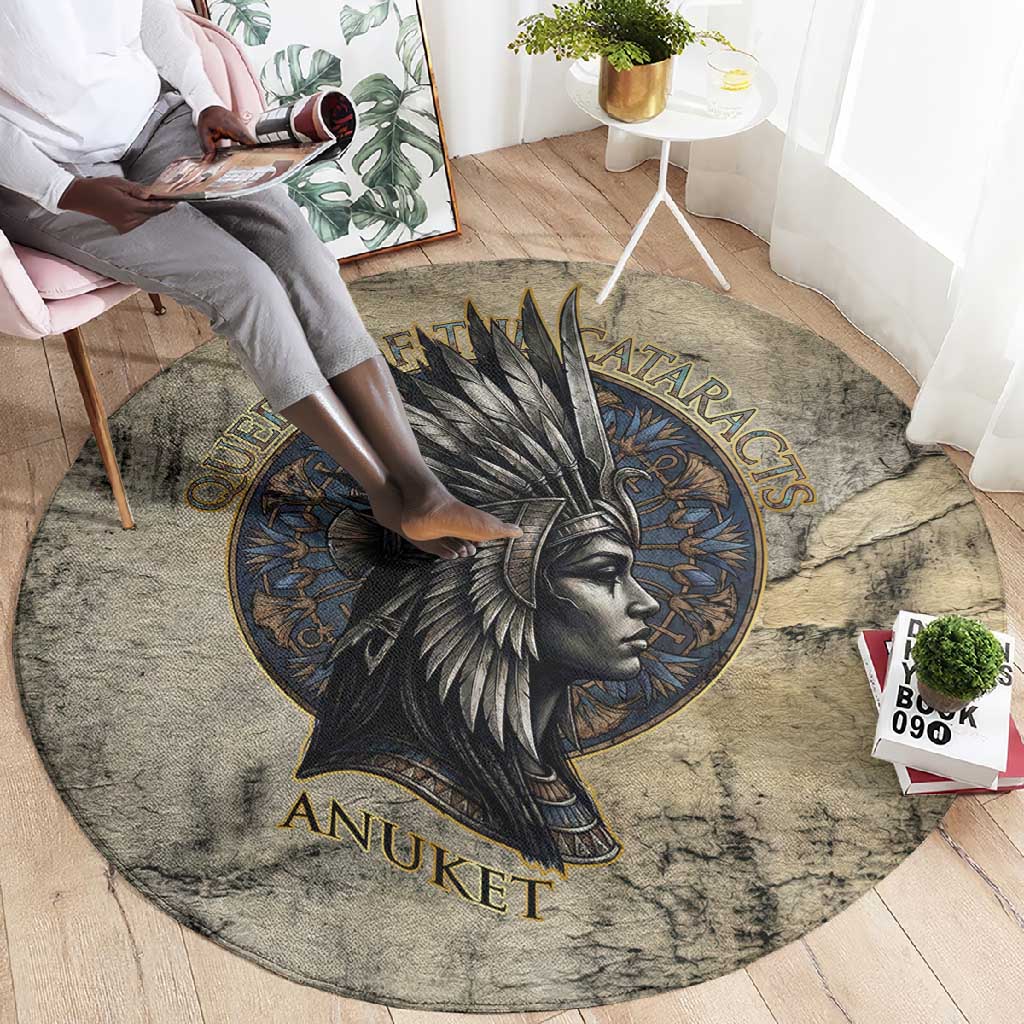 Anuket Round Carpet Egyptian Queen of the Cataracts Ankh Symbol