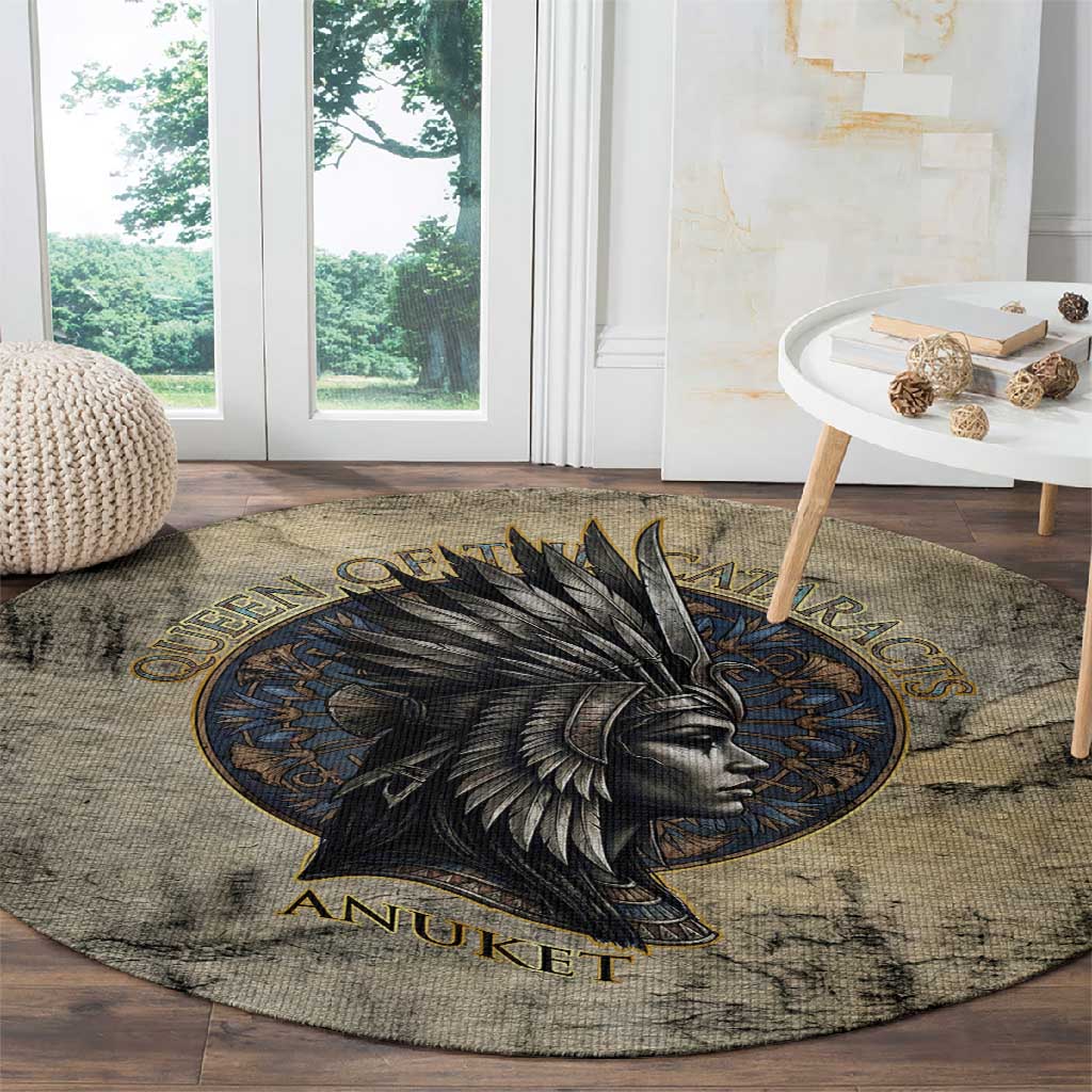 Anuket Round Carpet Egyptian Queen of the Cataracts Ankh Symbol