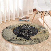Anuket Round Carpet Egyptian Queen of the Cataracts Ankh Symbol