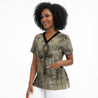 Anuket Scrub Top Egyptian Queen of the Cataracts Ankh Symbol