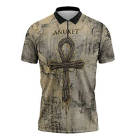 Anuket Zipper Polo Shirt Egyptian Queen of the Cataracts Ankh Symbol