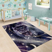 Bastet Egyptian Area Rug Cat Goddess Cosmic Protector Moon Magic Night Sky
